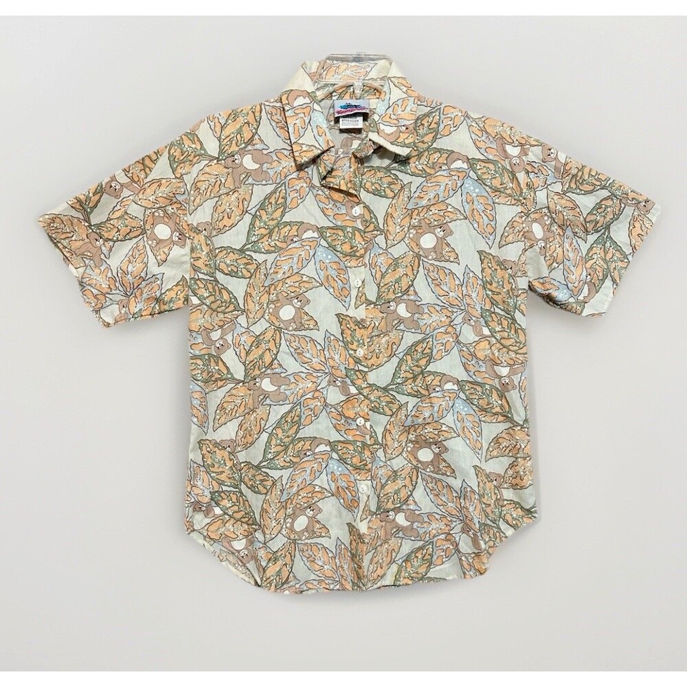 Vintage Hidden Sneaky Bear Novelty Shirt 80s Women's Large Camo Modern Quirky